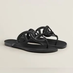 ★Hermes★(W) Egerie Sandal★Noir NEW Hermes Paris Egerie Sandal Noir New In Box 37 Dust Bag